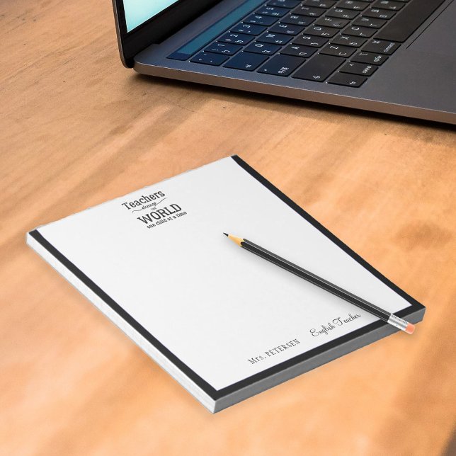 Lärare namn elegant citerar modern svart ram anteckningsblock (Skapare uppladdad)