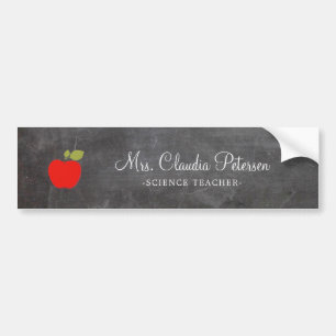 Lärare Namn Red Apple White Script på Chalkboard Bildekal