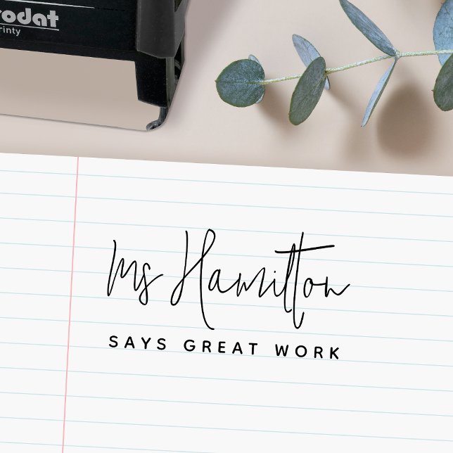 Lärare Namn Underbar arbetsskolemärkning Självfärgande Stämpel (Skapare uppladdad)