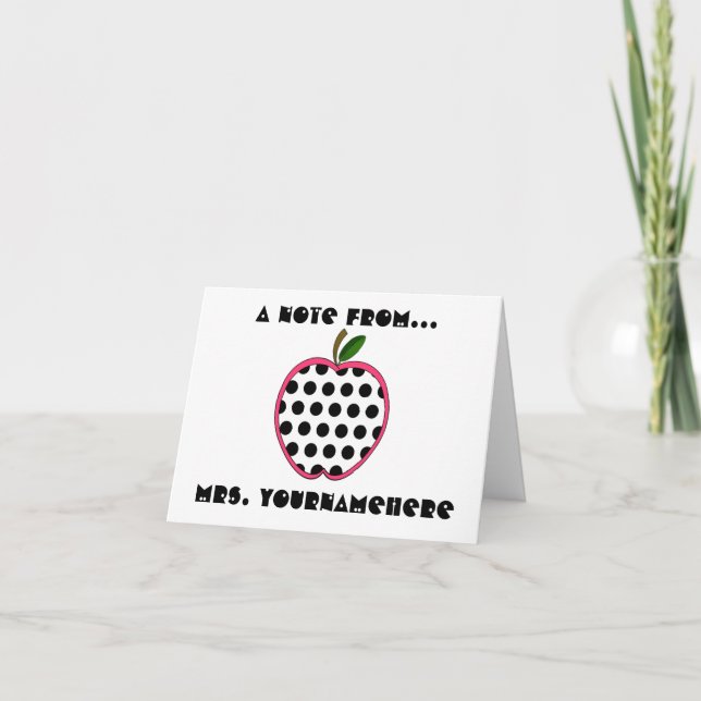 Lärare Notecard - Polka Dot Apple Kort (Framsida)