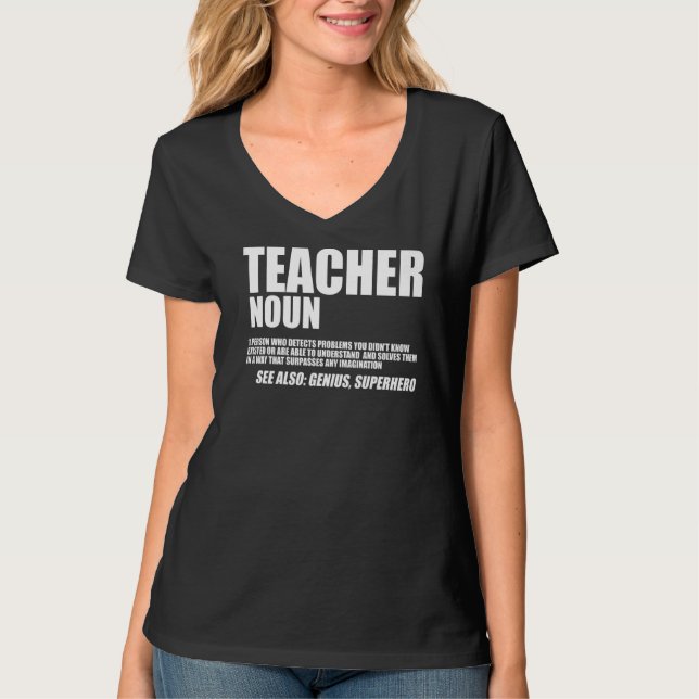 Lärare Noun 1 Person som upptäcker problem Teach T Shirt (Framsida)