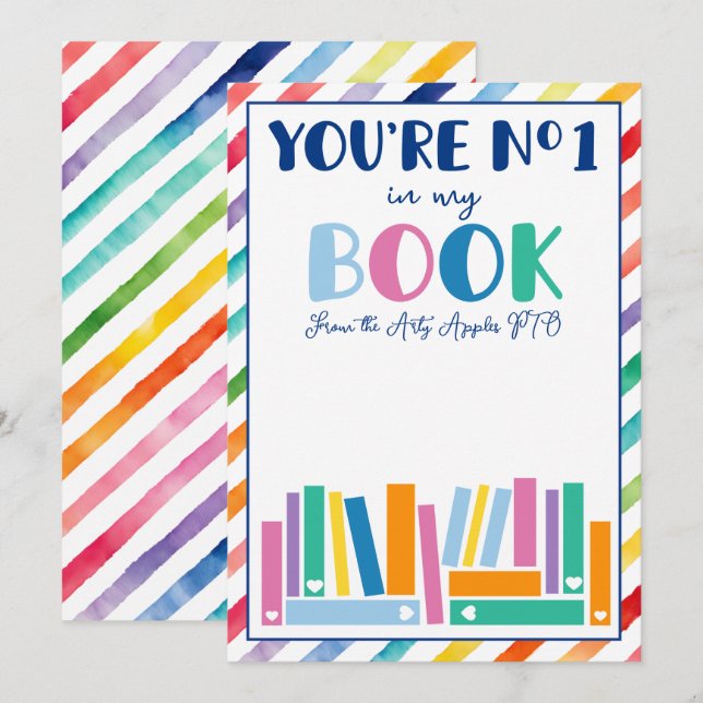 lärare nr 1 i min innehavare av bok-presentkort inbjudningar (Fram/baksida)