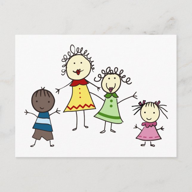 Lärare och barn vykort (Framsida)