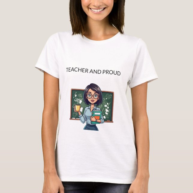 Lärare och stolt' T-shirt för ett ljust skolår (Framsida)
