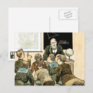 Lärare och studenter. Vintage Art Vykort