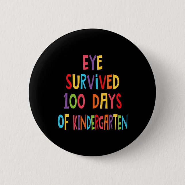 Lärare Öga Överlevt 100 dagar med Kindergarten Kid Knapp (Framsida)
