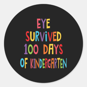 Lärare Öga Överlevt 100 dagar med Kindergarten Kid Runt Klistermärke