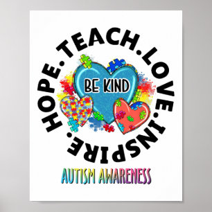 Lärare om autism Teach Hope Kärlek Inspire M Poster