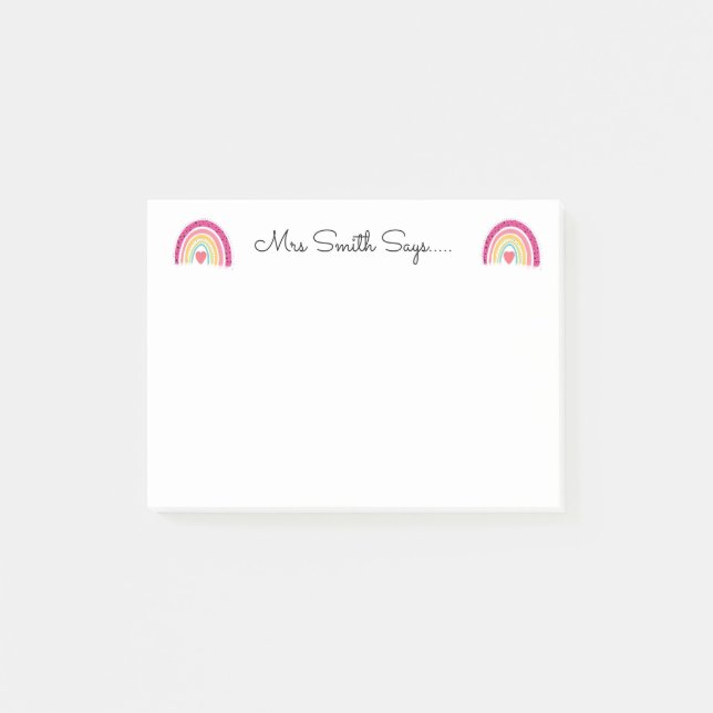 Lärare ord konstäpple. Läraranteckningar Post-it Block (Framsida)