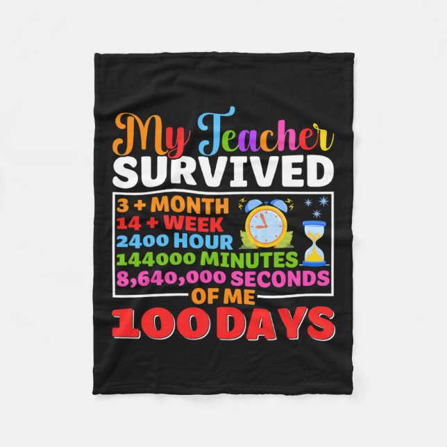 Lärare Överlever 100 dagars Roligt 100-dagars Scho Fleecefilt (Framsidan)