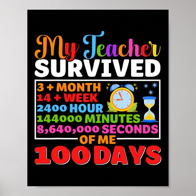 Lärare Överlever 100 dagars Roligt 100-dagars Scho Poster (Framsidan)