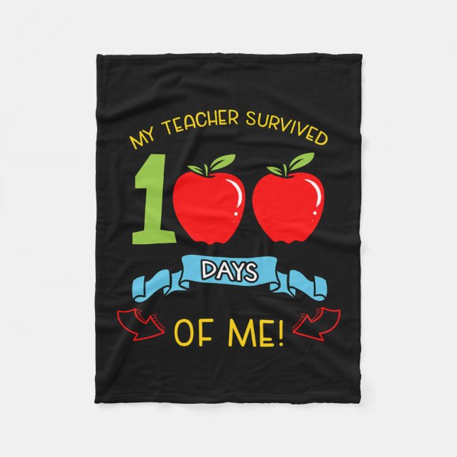 Lärare Överlevt 100 dagar av mig Kindergarten Stud Fleecefilt (Framsidan)