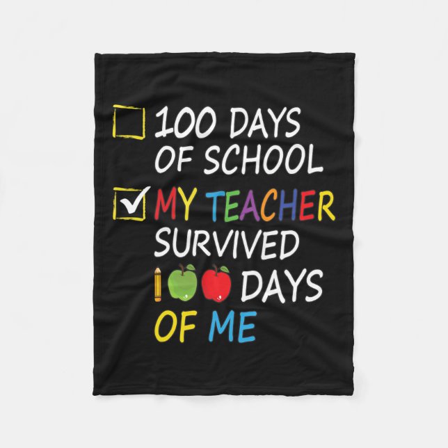 Lärare Överlevt 100 dagar Roligt School Lärare Fleecefilt (Framsidan)