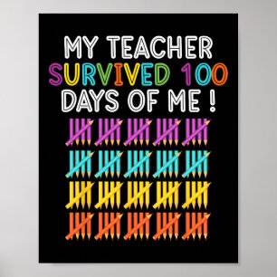 Lärare Överlevt 100 dagar Roligt School Lärare Poster