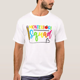Lärare på Montessori Squad Montessori tillbaka til T Shirt