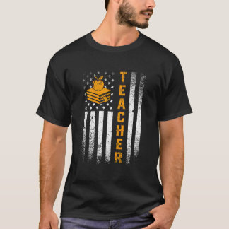 Lärare Patriotisk Amerikansk Usa Flagga Undervisni T Shirt