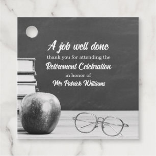 Lärare Pension Chalkboard Apple Bokar Noir Gåvor Etiketter
