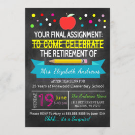 Lärare Pension Chalkboard School's out Forever Inbjudningar