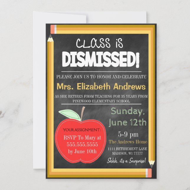Lärare Pension Chalkboard School's out Forever Inbjudningar (Framsida)