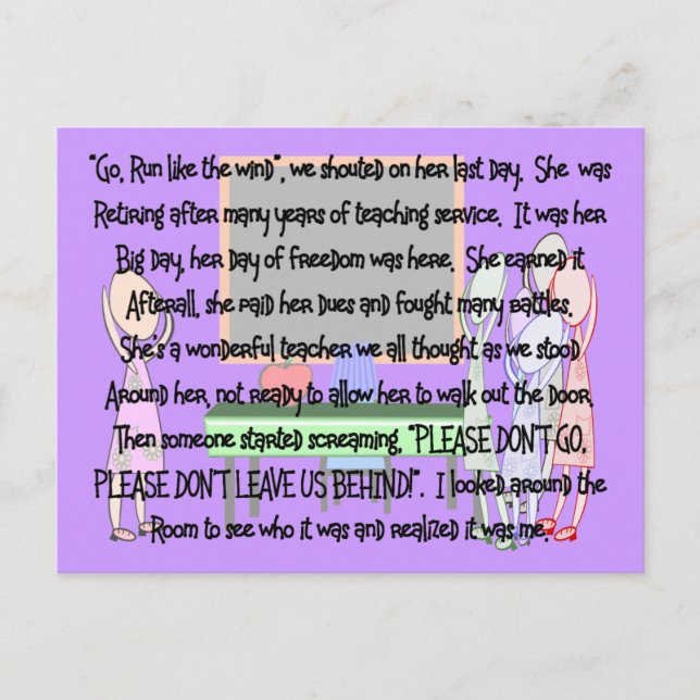 Lärare Pension "Gå inte" Artikelpresenter Vykort (Framsida)