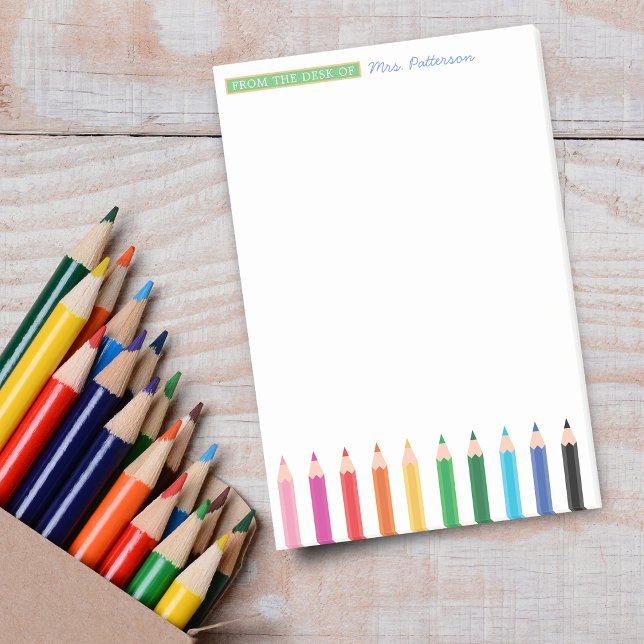 Lärare Personlig Färg Pencil Post-it Notes (Teacher Personalized Color Pencil Post-it Notes)