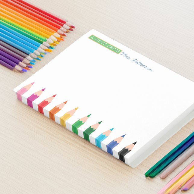 Lärare Personlig Färg Pencil Post it Notes Post-it Block (Teacher Personalized Color Pencil Post It Notes)