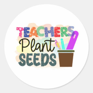 Lärare Plant Seeds Colorful Round Sticker Gift Runt Klistermärke
