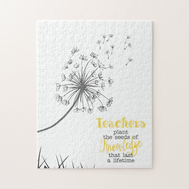 Lärare planterar kunskapens frö pussel (Vertikal)