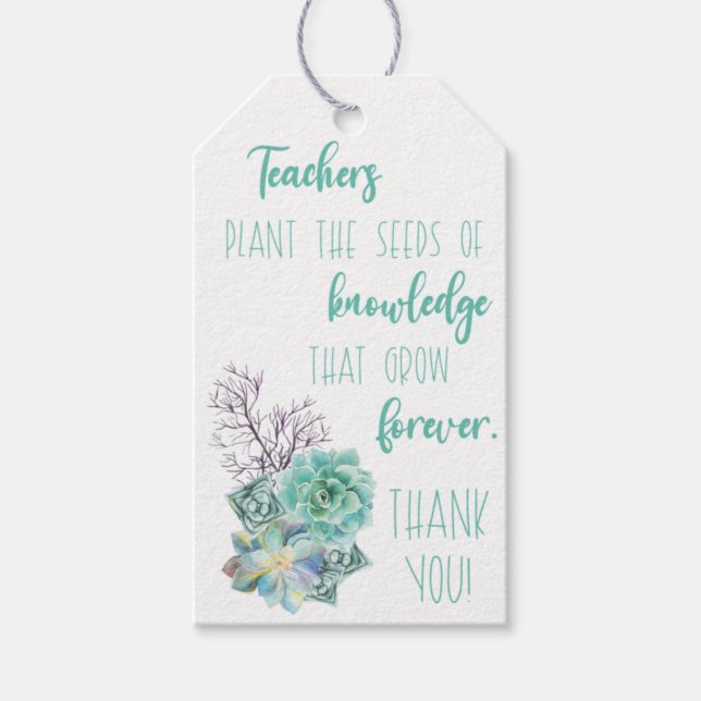 Lärare planterar kunskapens frön Succulent Presentetikett (Framsidan)