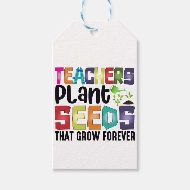 Lärare planterar utsäde som växer för alltid presentetikett (Framsidan)