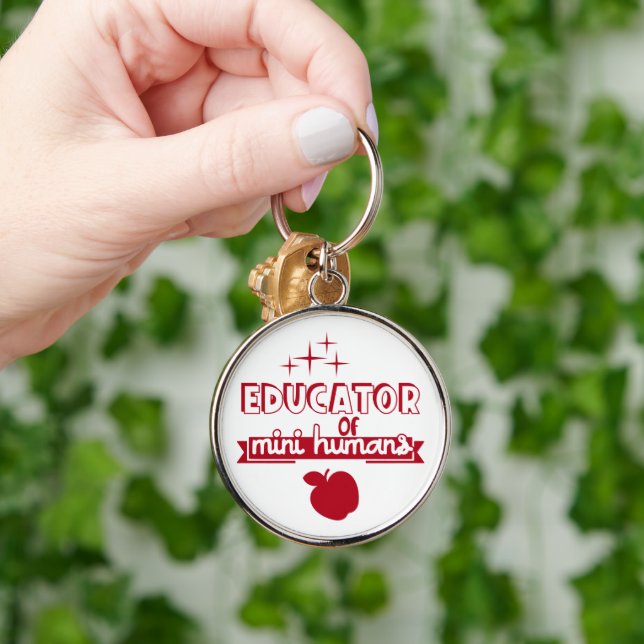 Lärare - Premium Round Keychain Rund Silverfärgad Nyckelring (Hand)
