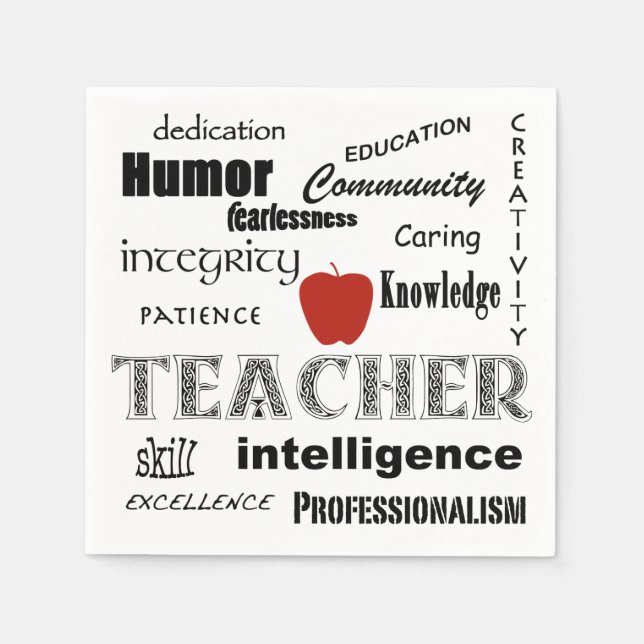 Lärare Pride+röd äpple Pappersservett (Framsidan)