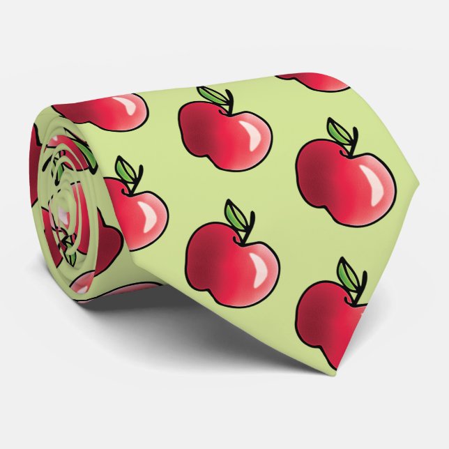 Lärare Red Apple Grönt Mönster Slips (Rullad)