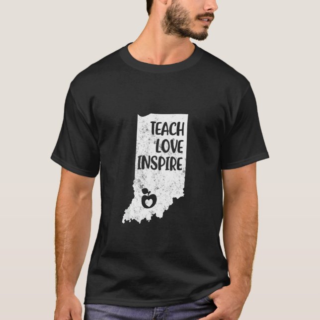 Lärare Red for Ed Indiana Teach Kärlek Inspire T Shirt (Framsida)