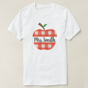 Lärare Red Gingham Apple Split Design Unisex T Shirt