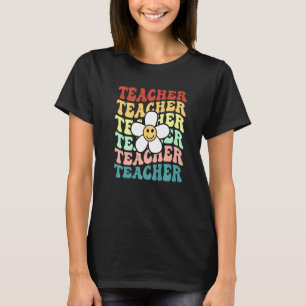 Lärare Retro Solros Smile Ansikte Back to school T Shirt