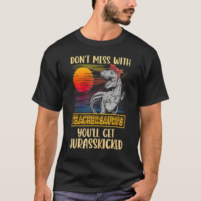 Lärare Rex Dinosaurs Mamma Saurus T Shirt (Framsida)