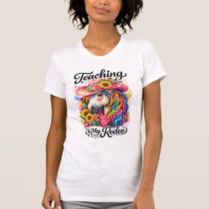 Lärare Rodeo Tröja, Blommig Häst Cowgirl T-Shirt
