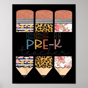 Lärare Roligt Leopard Pencil Lycklig första Scho-d Poster
