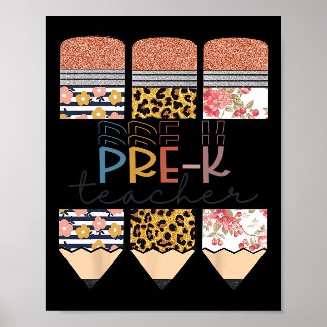 Lärare Roligt Leopard Pencil Lycklig första Scho-d Poster (Framsidan)