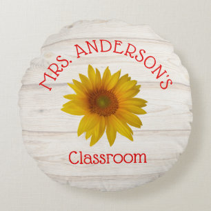 Lärare Rustic Daisys Classroom Rund Kudde