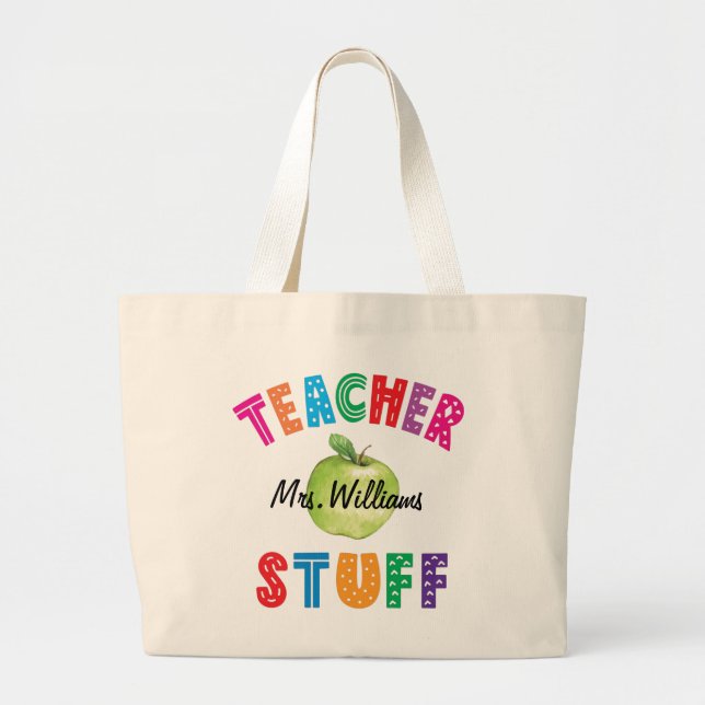 Lärare Saker Grönt Apple Tote Bag Jumbo Tygkasse (Framsidan)