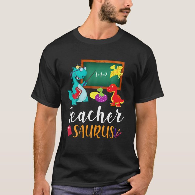Lärare Saurus teve Dinosaur Teacher App T Shirt (Framsida)