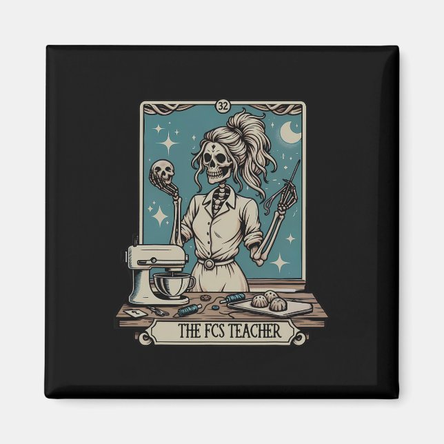 Lärare Skeleton Halloween Family and Consumer Sci Magnet (Framsidan)