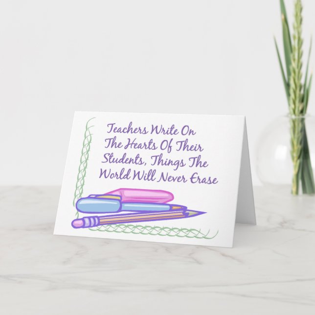 Lärare skriver på hjärtorna av deras studenter… kort (Framsida)