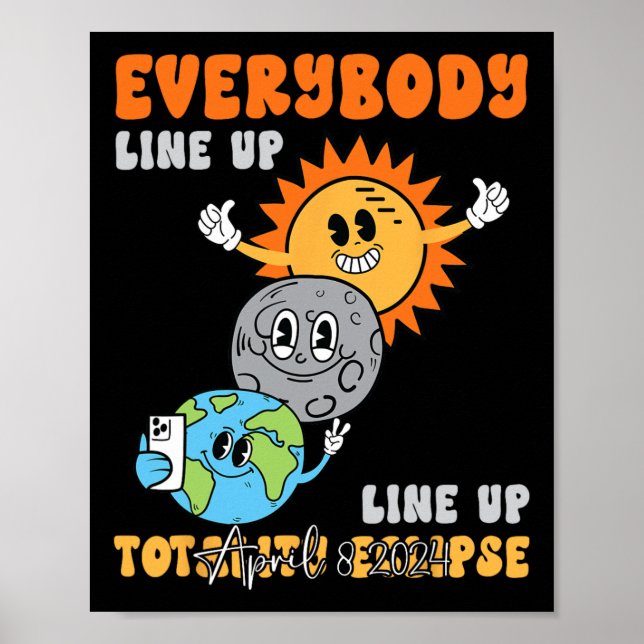 Lärare Solar Eclipse April 8 2024 Funny Cute Eart Poster (Framsidan)
