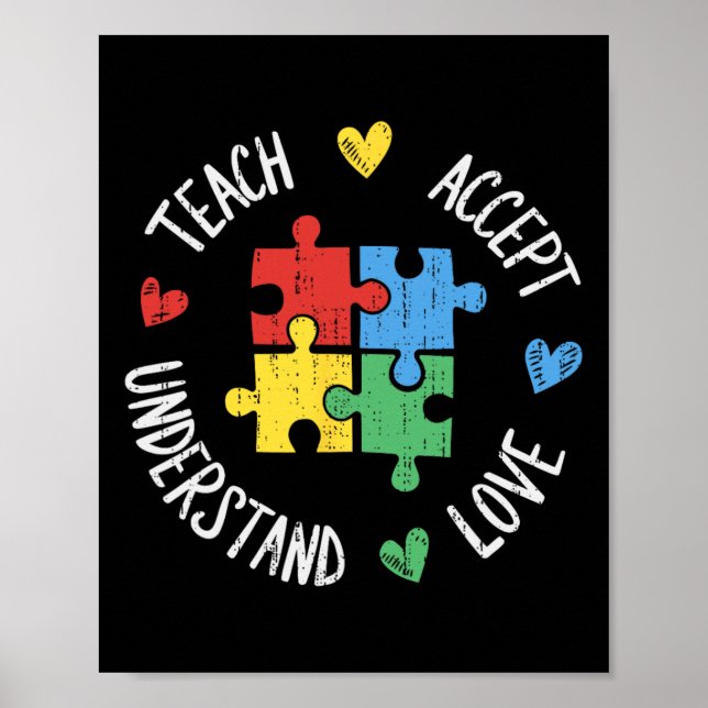 Lärare som uppmärksammar autism Sped Teach Accept  Poster (Framsidan)