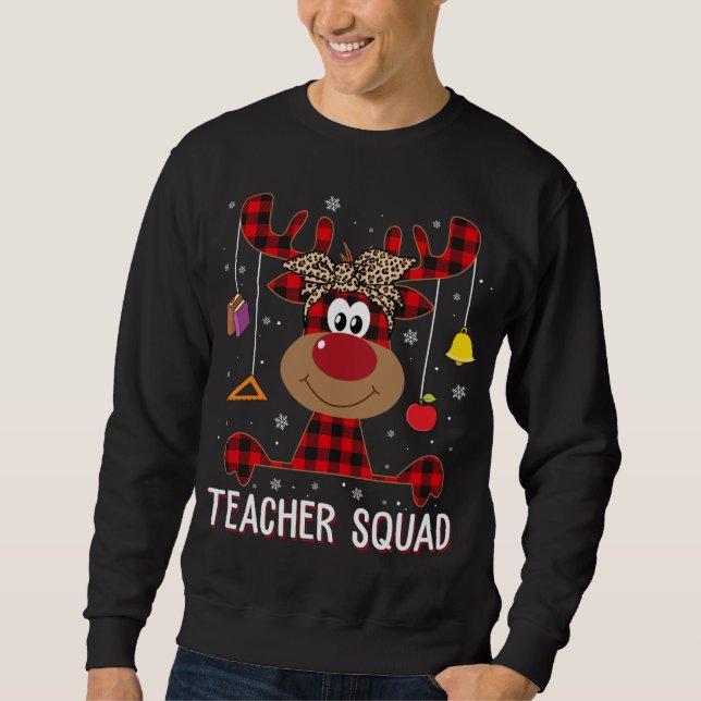 Lärare Squad julklapp Reindeer Teacher Xma Lång Ärmad Tröja (Framsida)