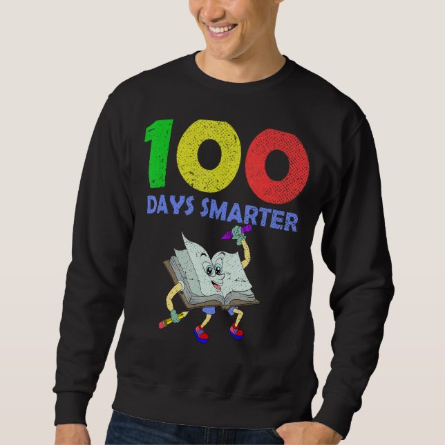 Lärare Student Bok 100 dagar smartare 100 dagar Lång Ärmad Tröja (Framsida)