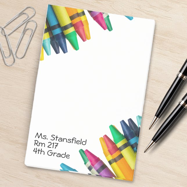 Lärare Student Crayon Elementary School Classroom Post-it Block (white teacher crayon notepad)
